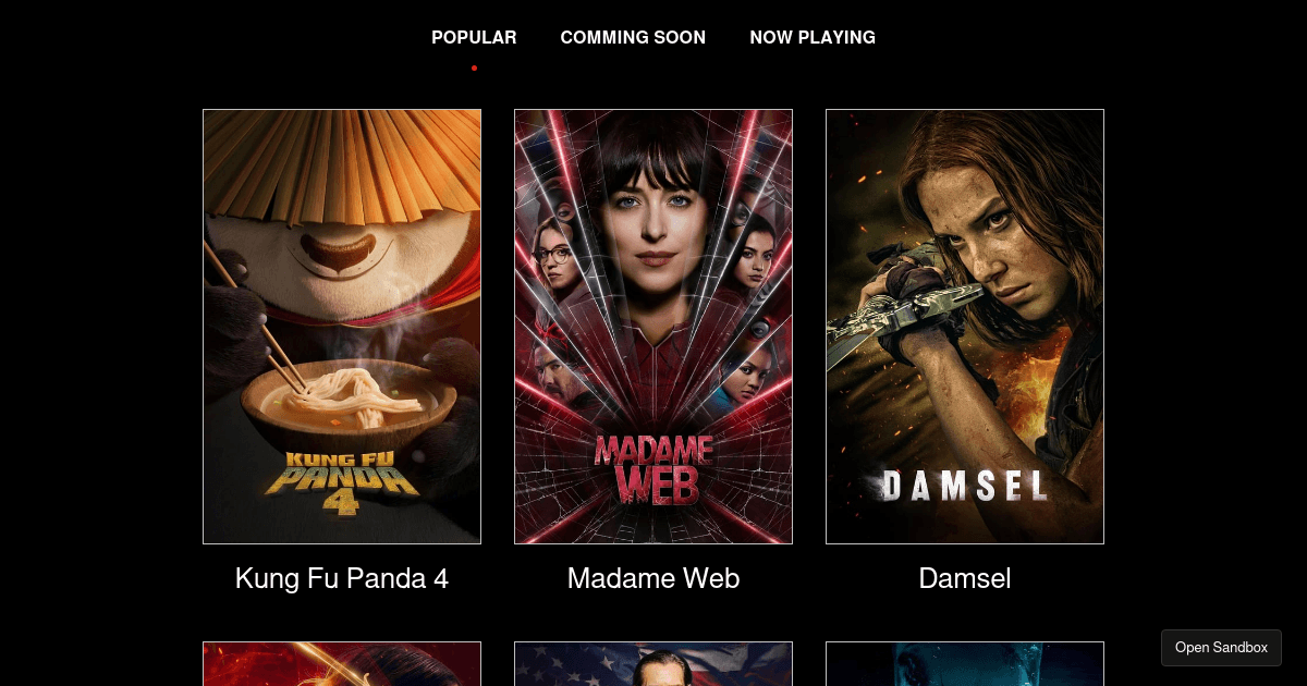 Program Coding For Movie Box movie - Codesandbox