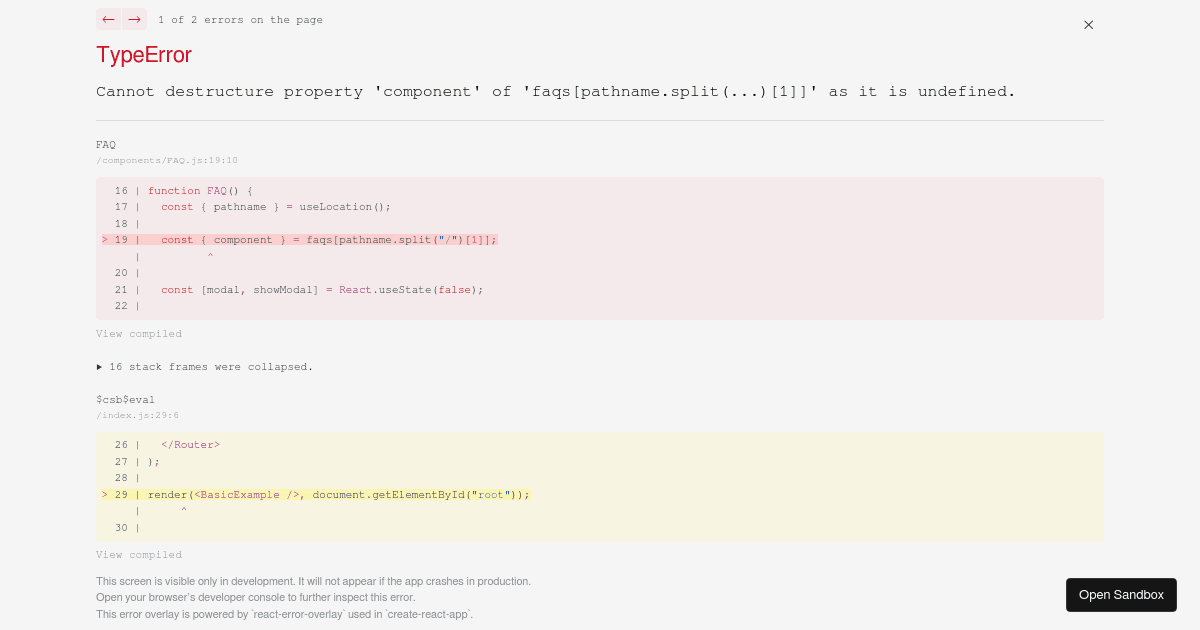 React Router - Codesandbox