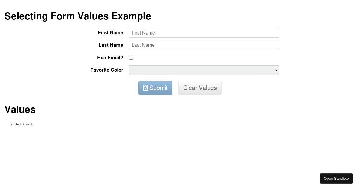 Redux Form - Selecting Form Values Example (forked) - Codesandbox