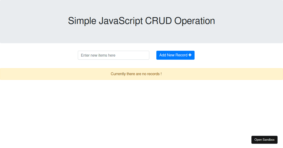Simple Javascript Crud Operation Codesandbox 3318