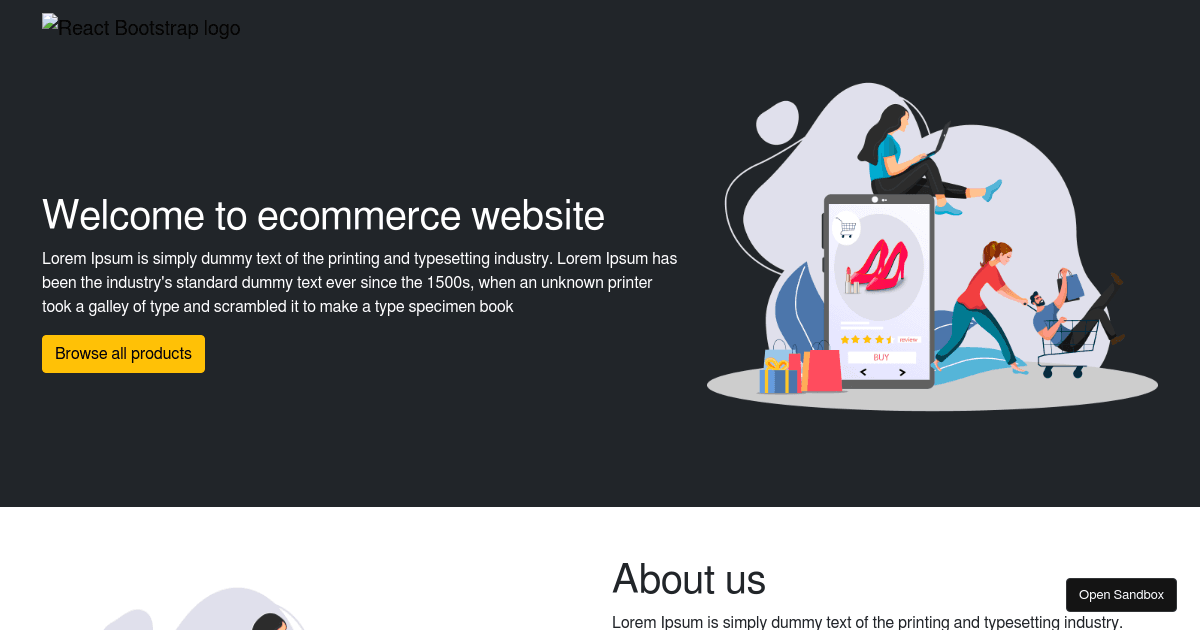 Reactandredux ecommerce website (forked) - Codesandbox