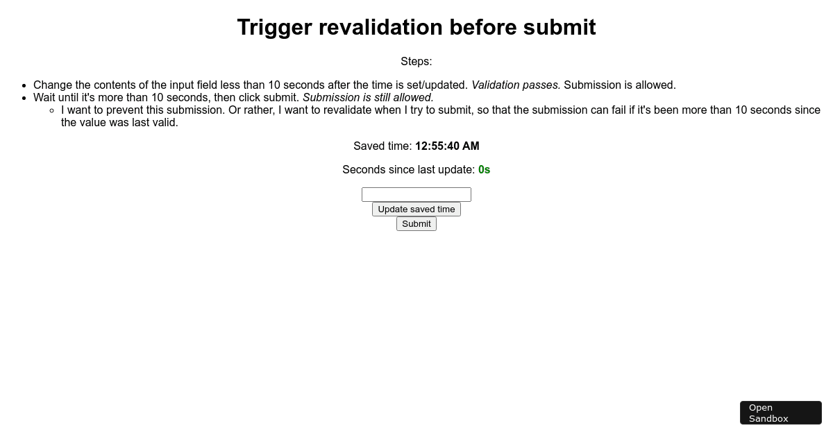 Force revalidation on submit (React Final Form) (forked) - Codesandbox