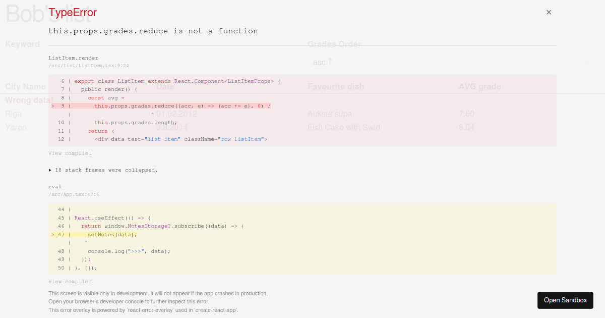 TEST !! Typescript Bootcamp React (#1-3) test - Codesandbox
