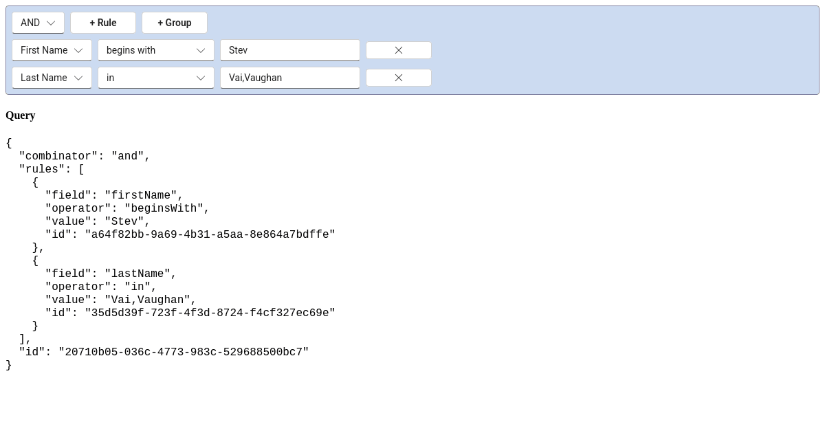 React Query Builder Fluent UI Template - Codesandbox