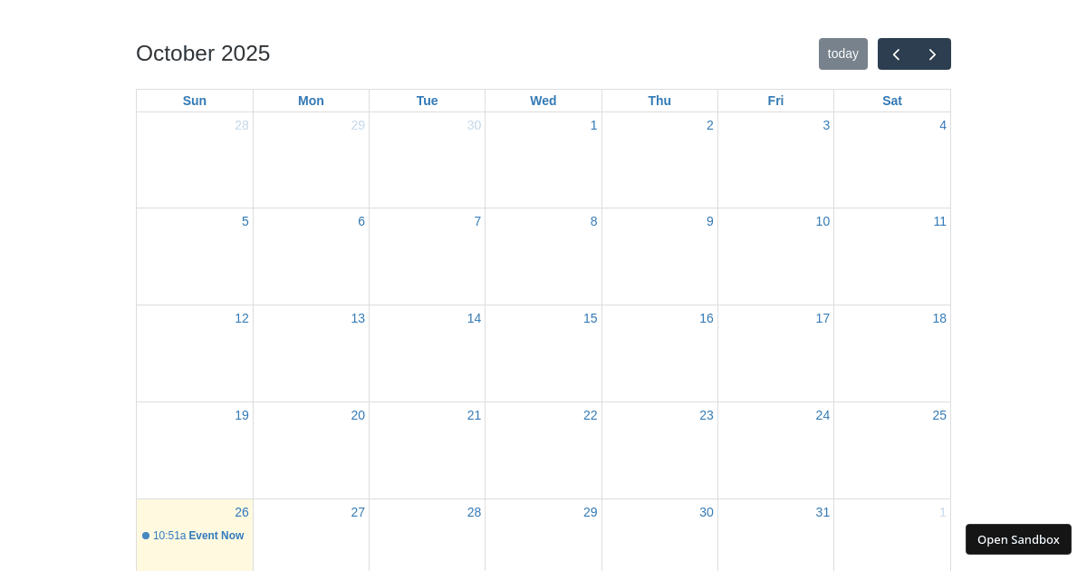 FullCalendar React (forked) - Codesandbox