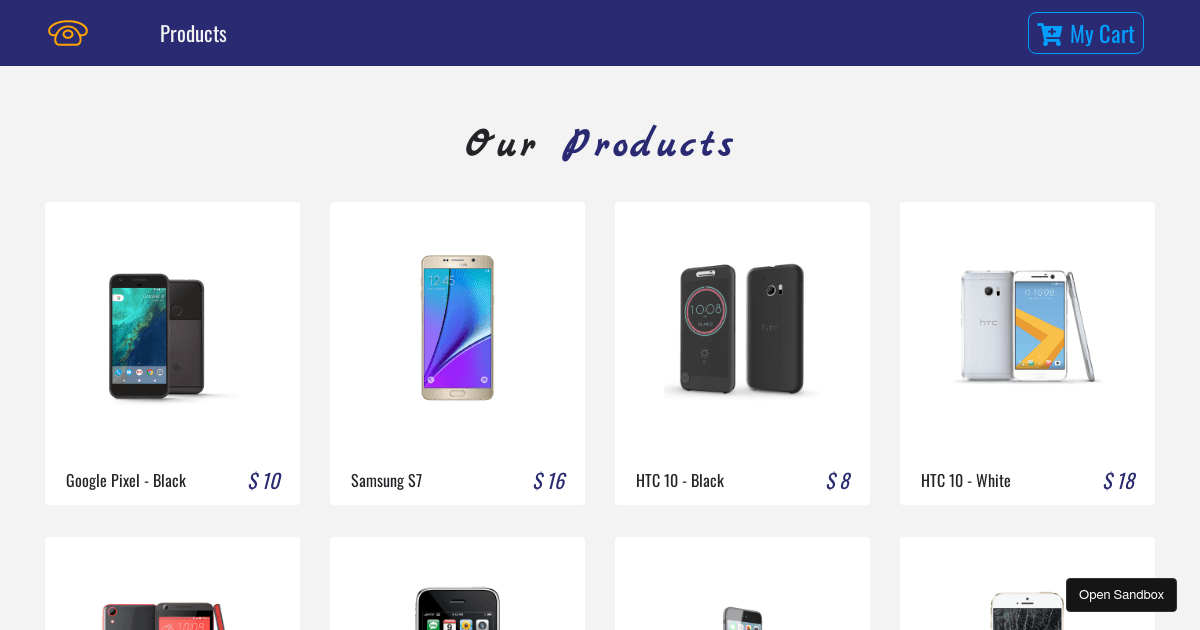 react ecommerce example - Codesandbox