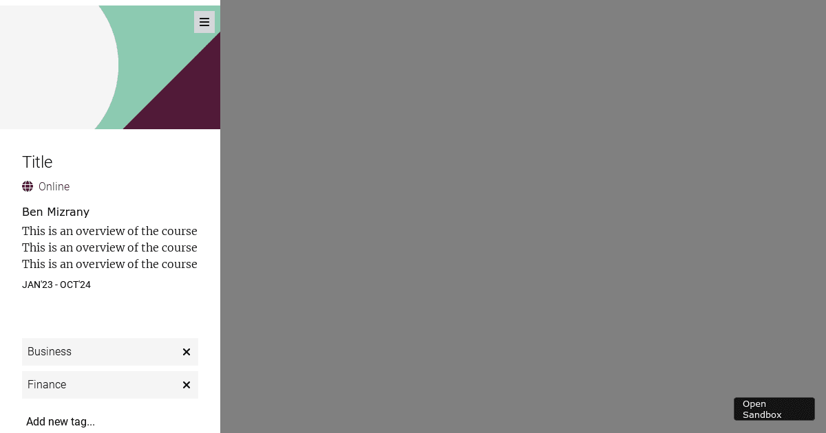 Insendi components - Codesandbox