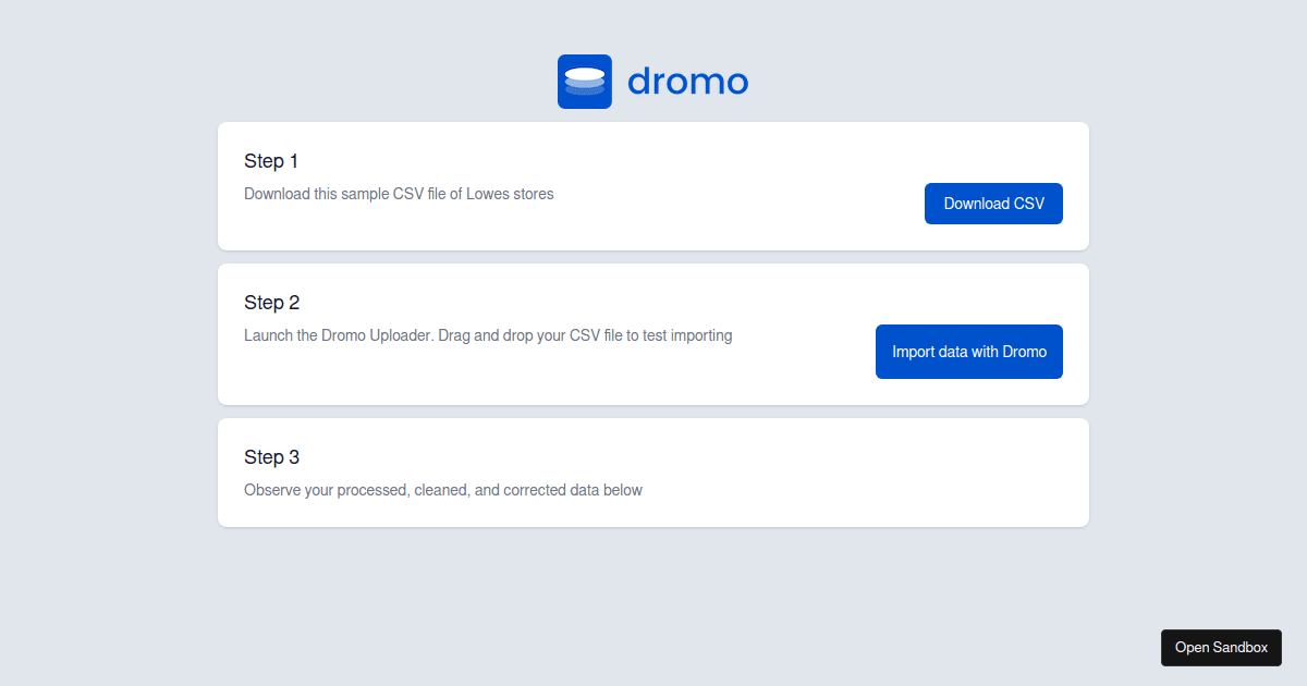 Dromo Demo: Shipt - Codesandbox