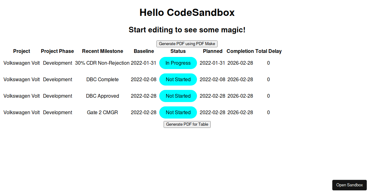 PDF Make with HTML2Canvas (forked) - Codesandbox