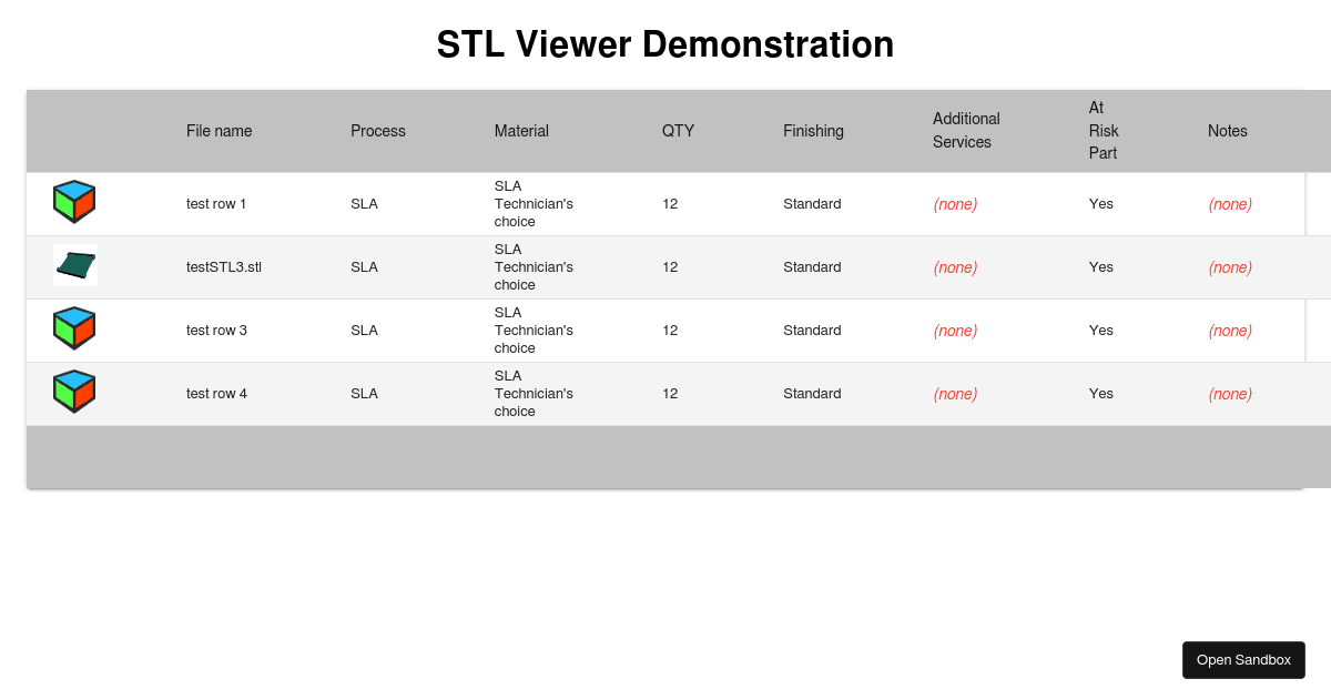 STL VIEWER DEMO - Codesandbox