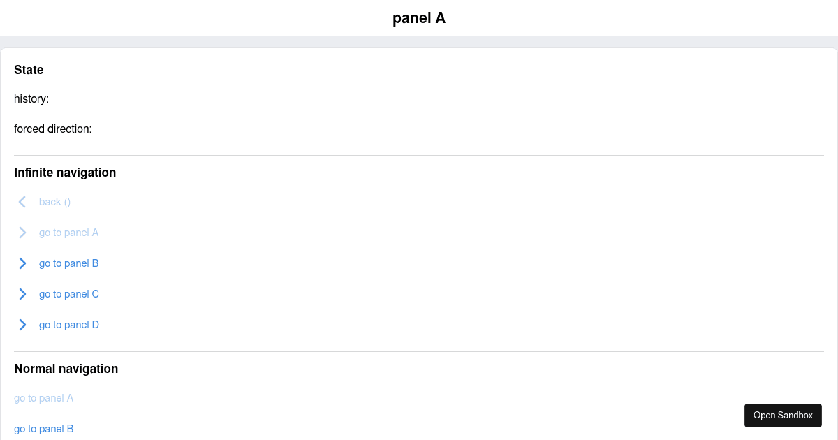 Configurable Panel Transitions - Codesandbox