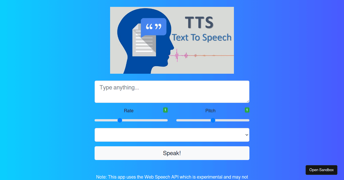 text to speech - Codesandbox