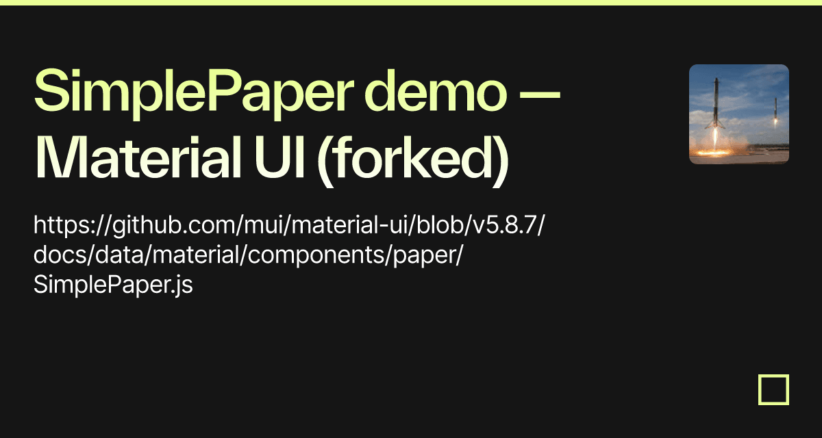SimplePaper demo — Material UI (forked) - Codesandbox