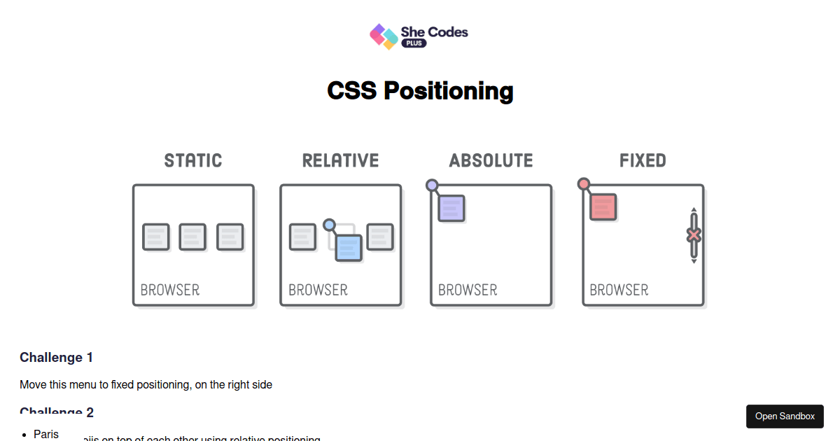 CSS Positioning Codesandbox