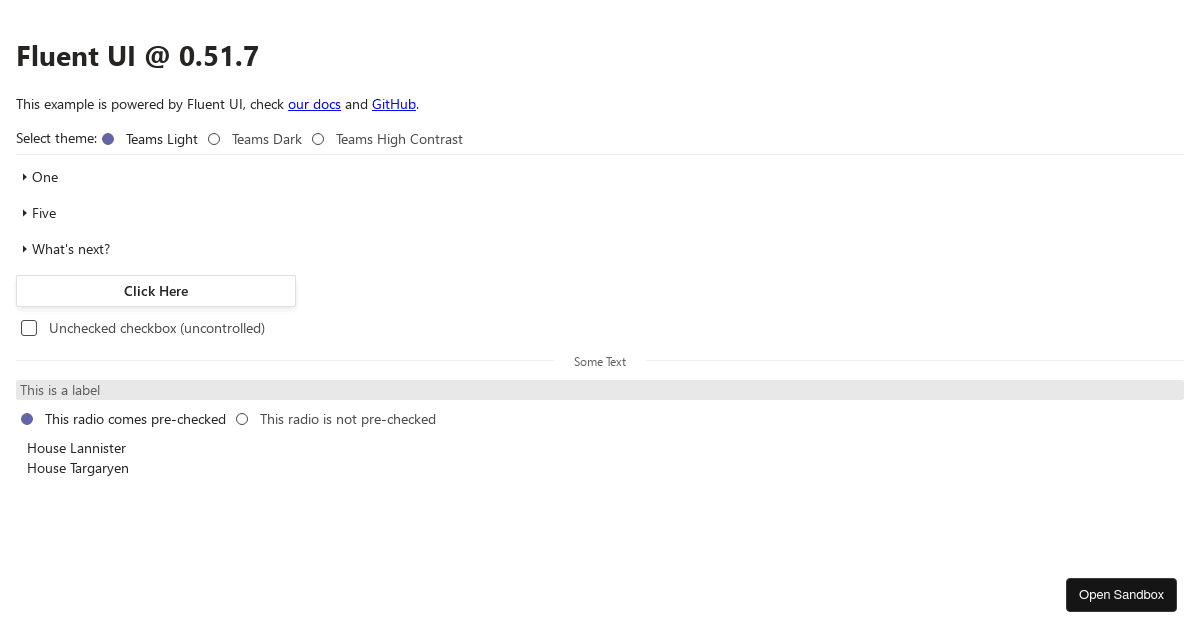 microsoft/fluentui: codesandbox-react-northstar-template - Codesandbox