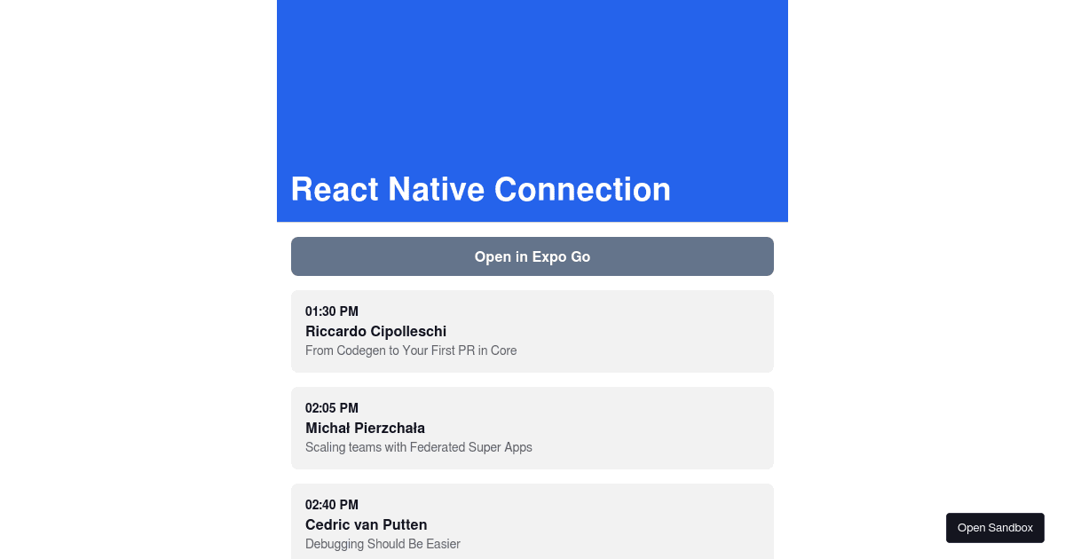 reactnativeconnectionrnw2023 Codesandbox