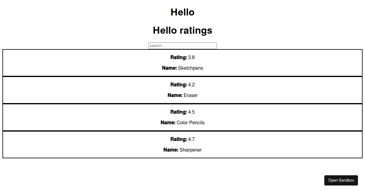 ReactJS Practice Question Set 7 - Codesandbox