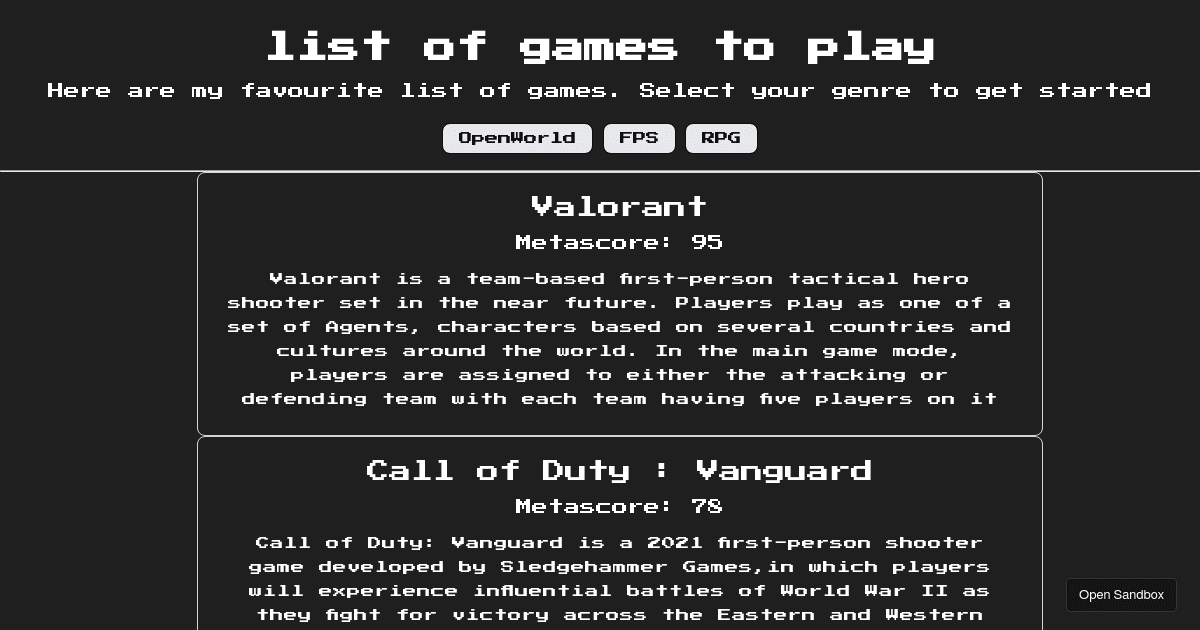 mark9-lists-of-games - Codesandbox