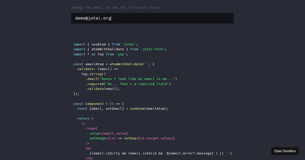 Jotai-form-example - Codesandbox