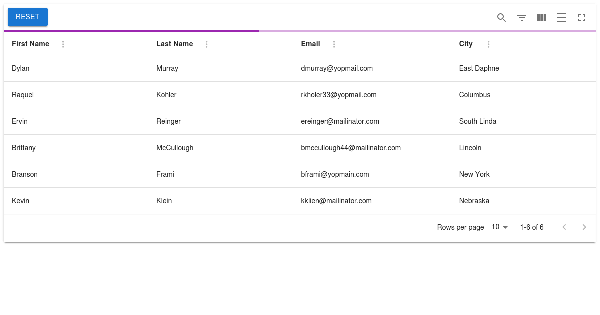 materialreacttableexamplelinearprogress Codesandbox