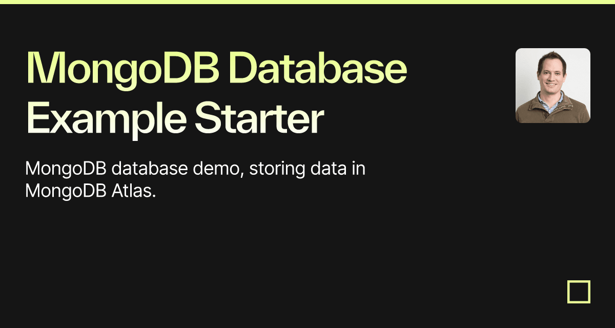 MongoDB Database Example Starter - Codesandbox