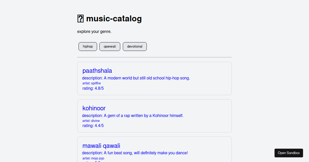 musiccatalog Codesandbox