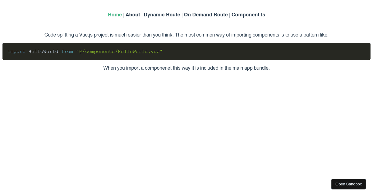 Vue-webpack-code-split - Codesandbox