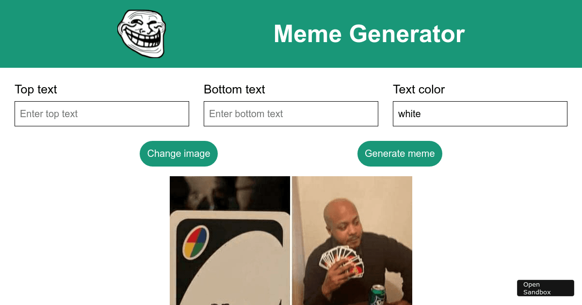 Meme Generator using React - Codesandbox