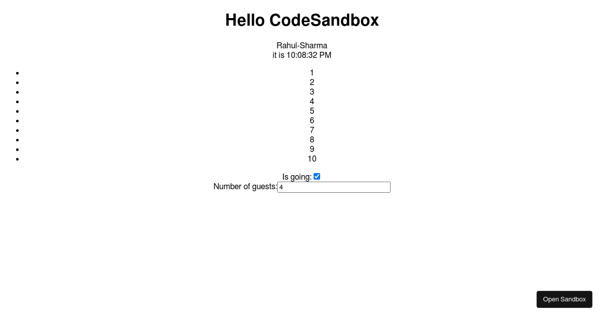 Basics of React - Codesandbox