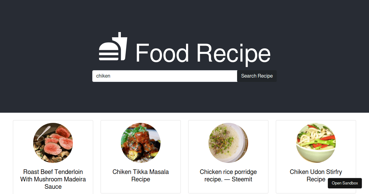 food-recipe-codesandbox