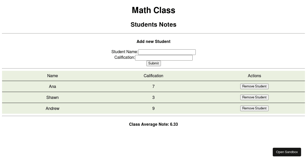Students Interview (forked) - Codesandbox