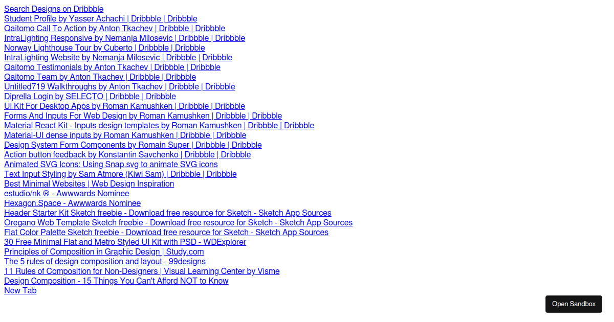 Bookmarks Codesandbox