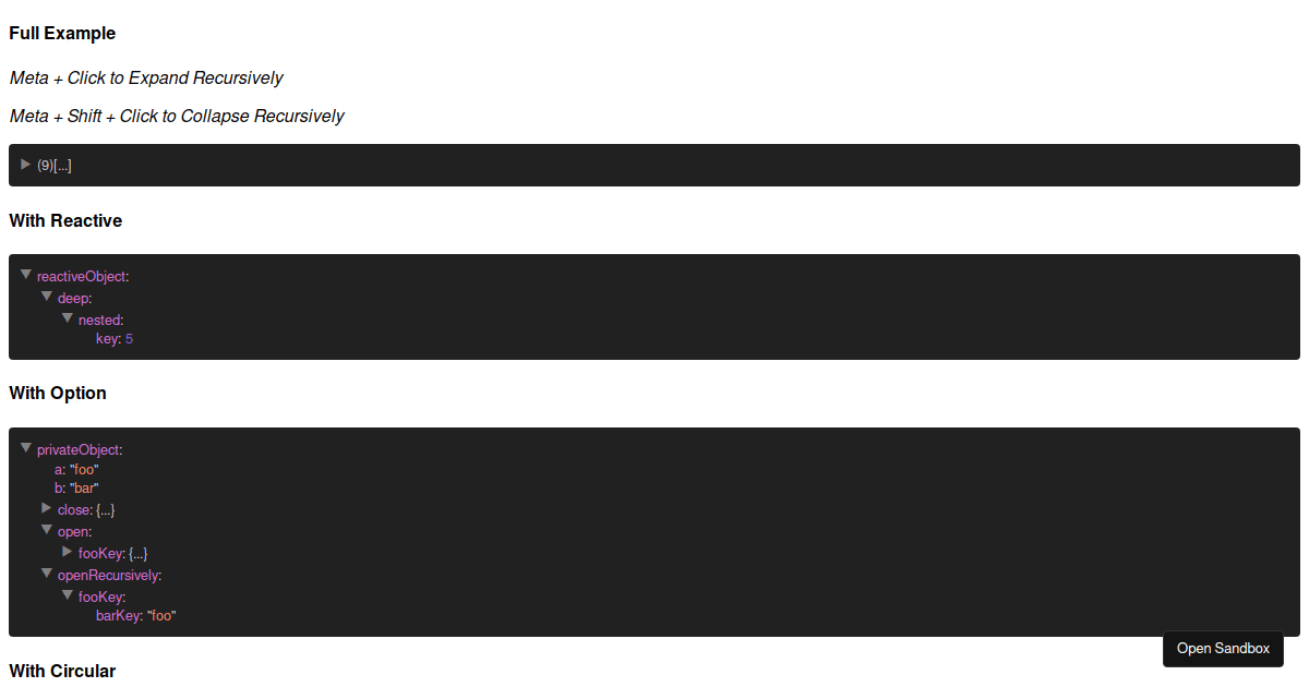 Javascript Object Visualizer object-visualizer (forked) - Codesandbox