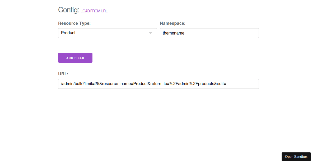 Shopify Bulk Editor URL Generator Codesandbox