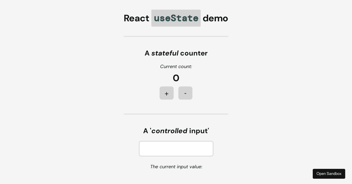 React useState demo - Codesandbox