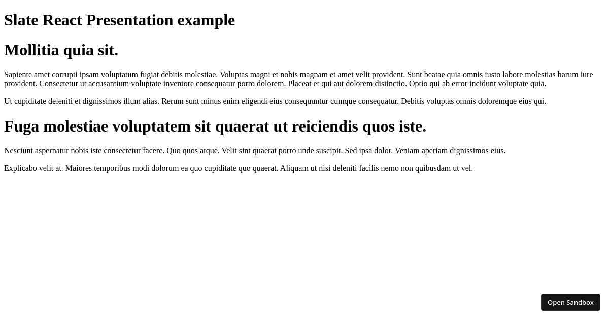 slate-react-presentation example - Huge Document (forked) - Codesandbox