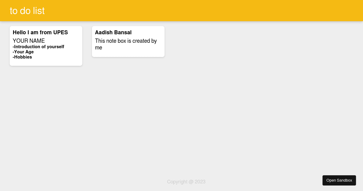 To-do list project - Codesandbox