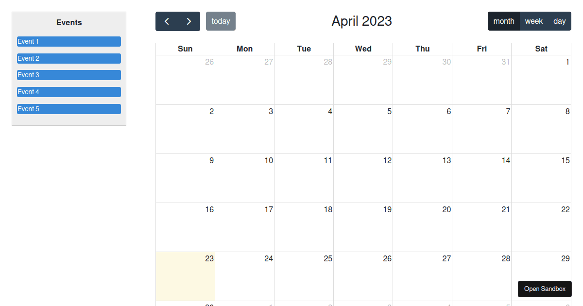 React Fullcalendar External Events Drag And Drop - Codesandbox