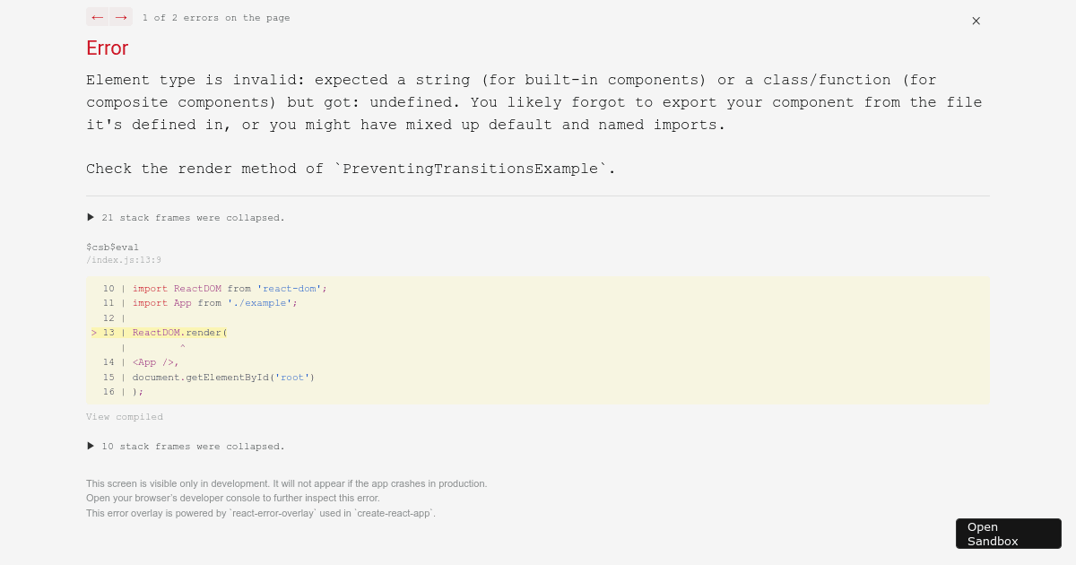 React Router - Preventing Transitions (forked) - Codesandbox