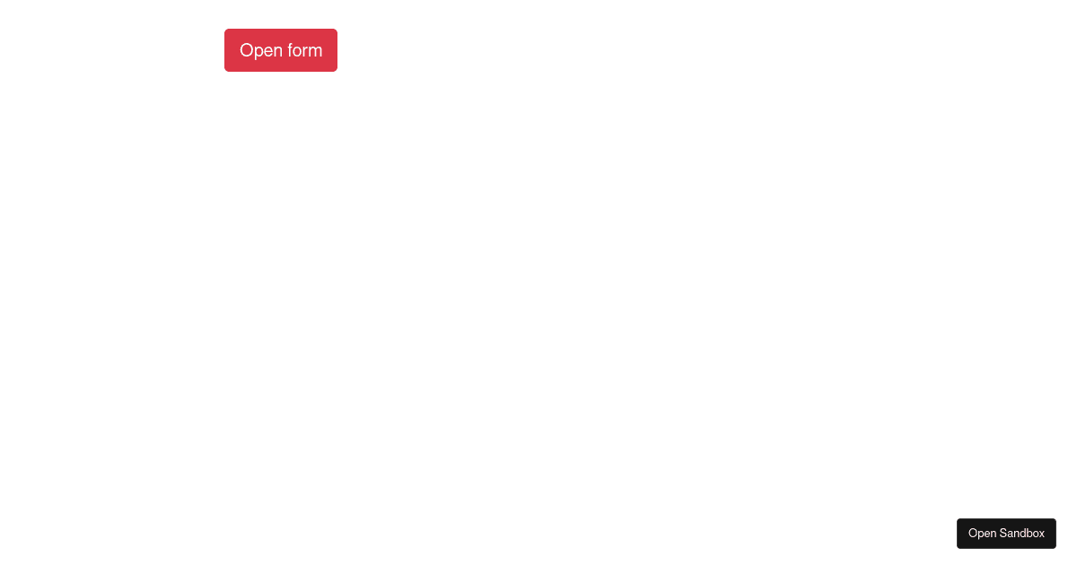 React Modal Form Pop up (forked) - Codesandbox