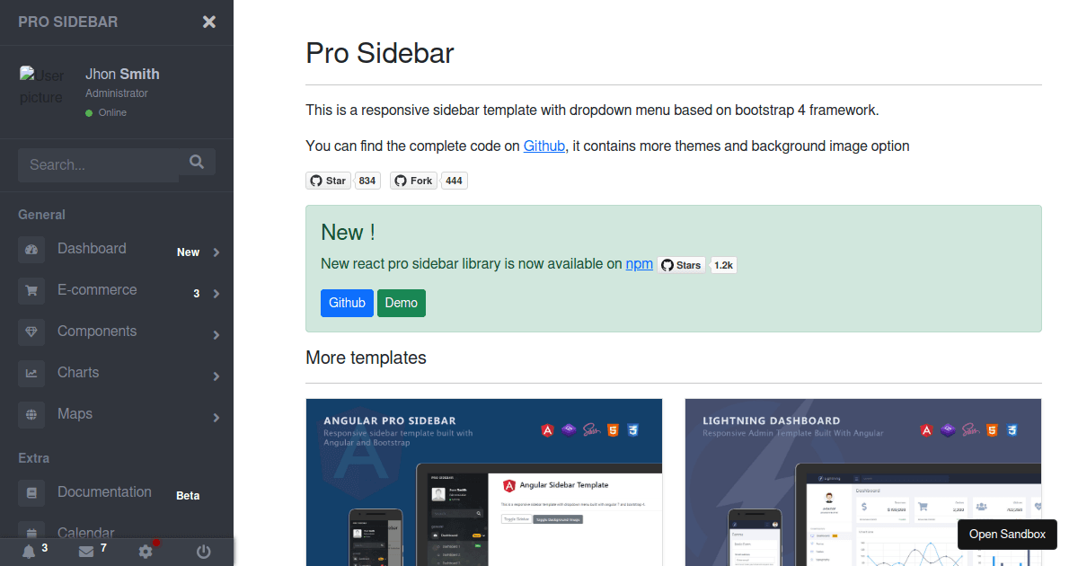 Code Sashboard DASHBOARD - Codesandbox