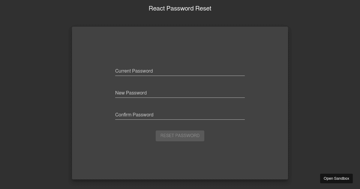 React Password Reset Form Example Forked Codesandbox 6361