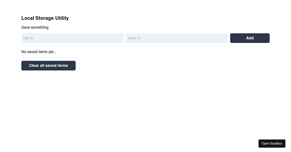 Local Storage Utility - Codesandbox