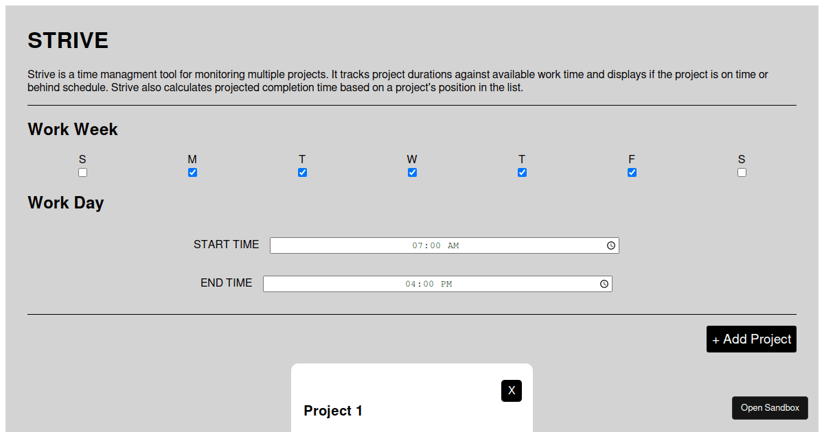 Strive With UTC - Codesandbox