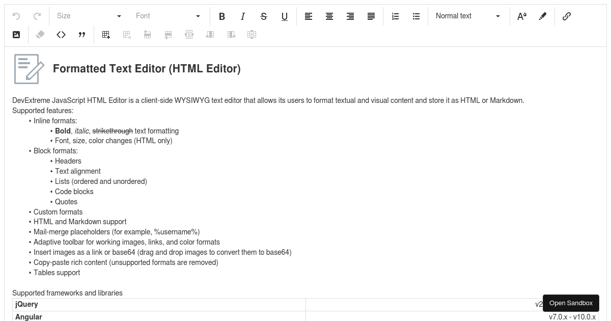 Overview - DevExtreme Html Editor - Codesandbox