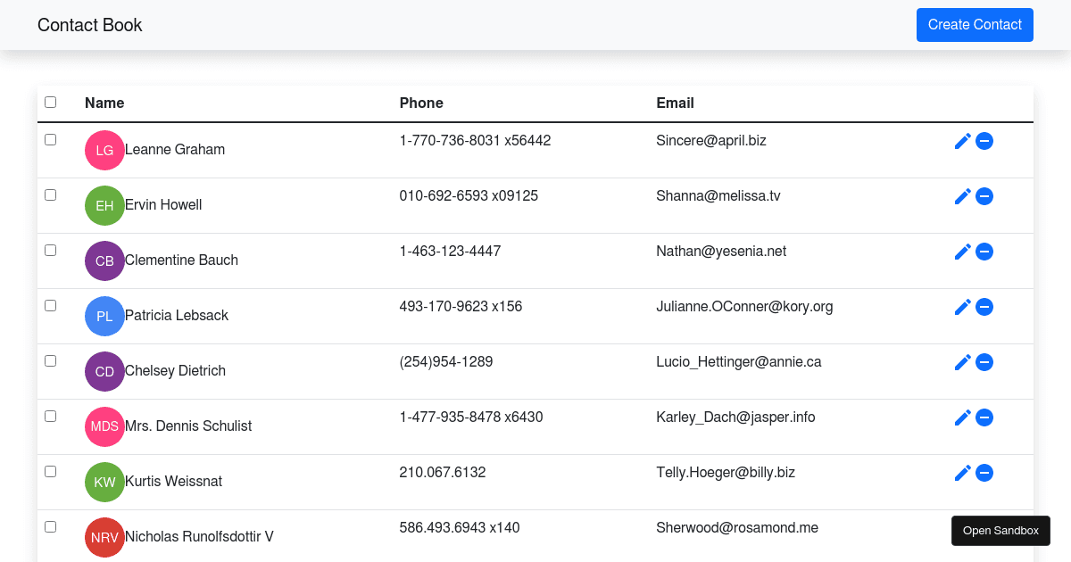 contactbook - Codesandbox