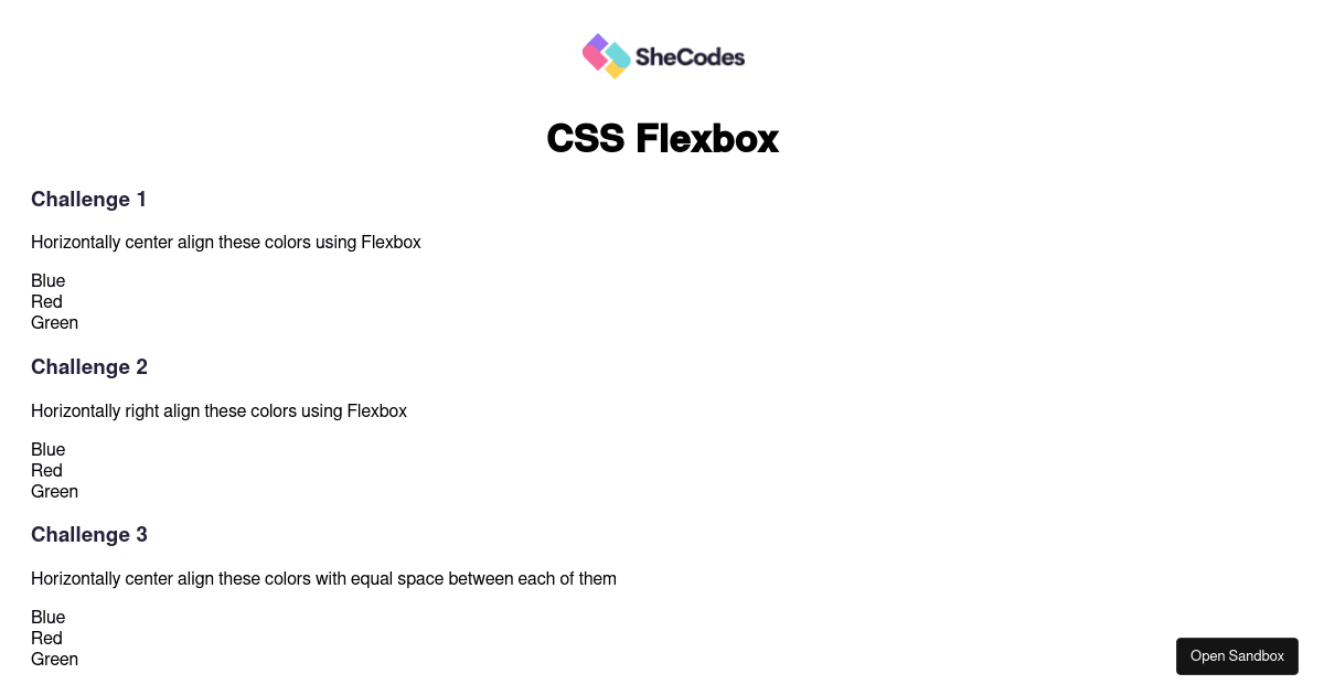 CSS Flexbox - Challenge (forked) - Codesandbox