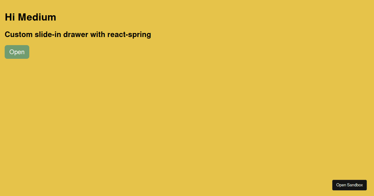 Slidein drawer (react spring) Codesandbox