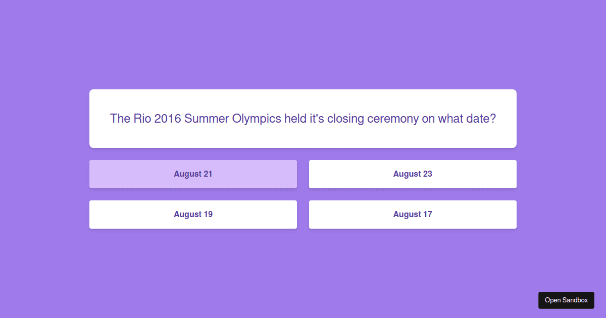 Florin pop Quiz - Codesandbox
