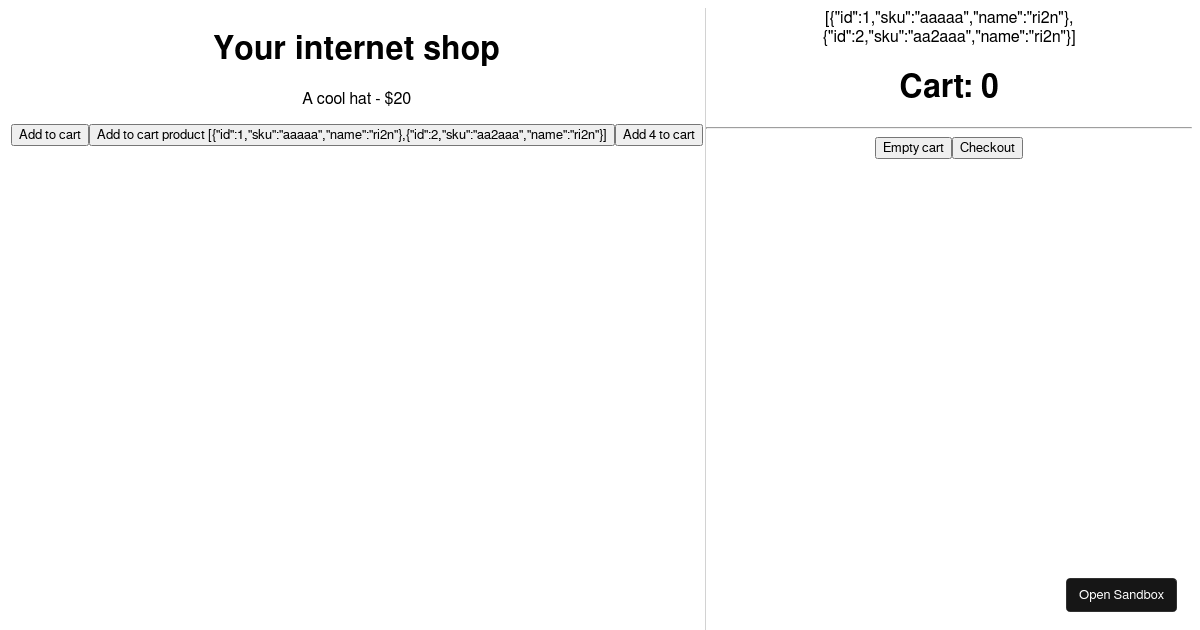 use-cart - Initial cart with local storage example - Codesandbox